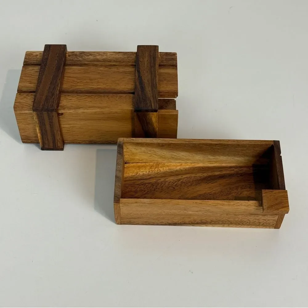 Handmade Hidden Drawer Wooden Trinket Box 5.5x3”